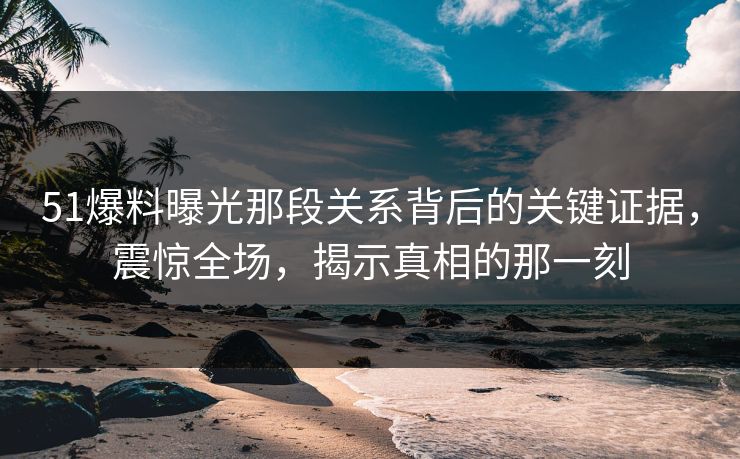 51爆料曝光那段关系背后的关键证据，震惊全场，揭示真相的那一刻