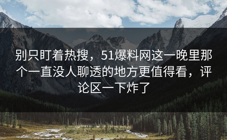 别只盯着热搜，51爆料网这一晚里那个一直没人聊透的地方更值得看，评论区一下炸了