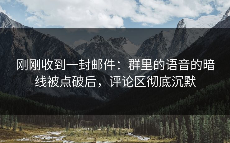 刚刚收到一封邮件：群里的语音的暗线被点破后，评论区彻底沉默