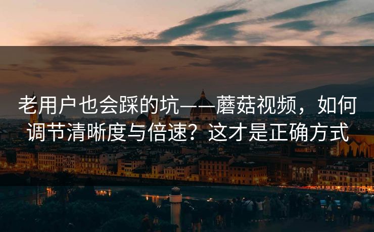 老用户也会踩的坑——蘑菇视频,如何调节清晰度与倍速?这才是正确方式